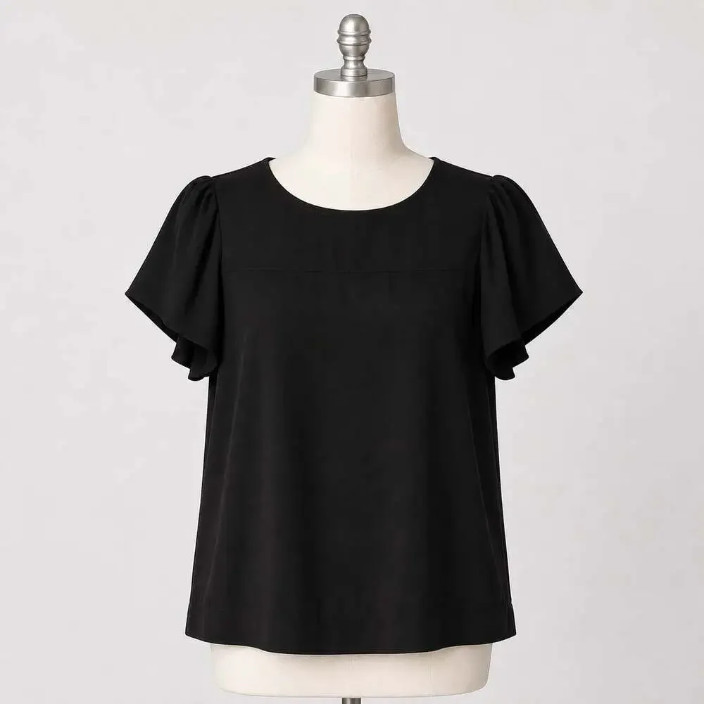 J. Crew J. by J.Crew Black Short Sleeve Blouse Top Women’s Size 6